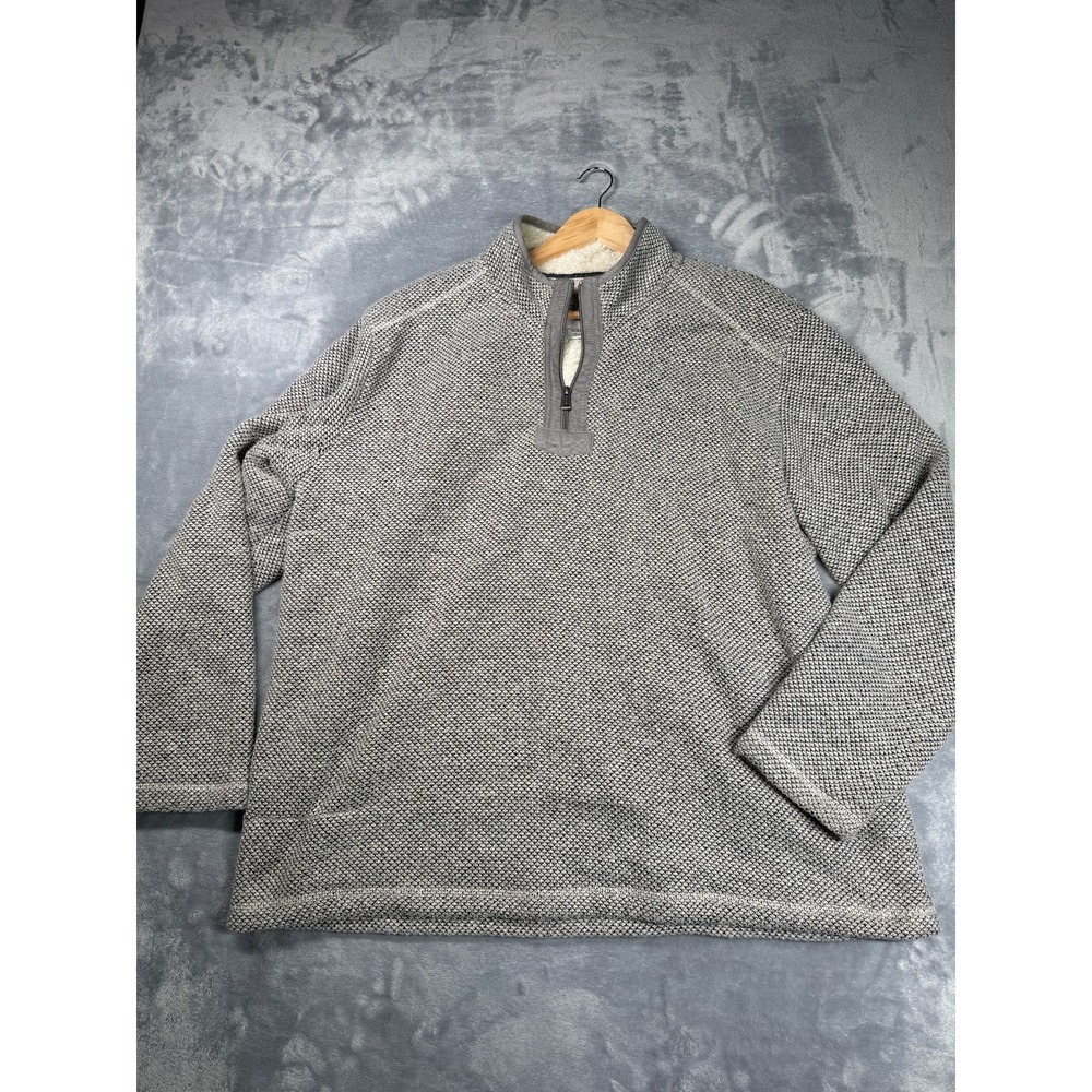Orvis Brighton Sweatshirt Mens 2XL Gray Sherpa Lined 1/4 Zip Mock Neck Pullover